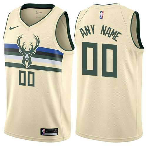 Men & Youth Customized Milwaukee Bucks Cream Nike City Edition Jersey->customized nba jersey->Custom Jersey